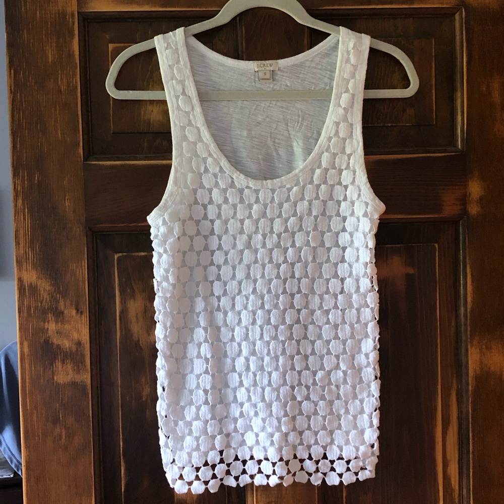 J. Crew White Tank Top with Circle Overlay Size S